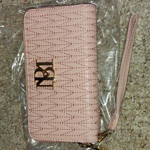 Mischa Badgley Long Wallet W/ Phone Pocket & Wristlet in Blush